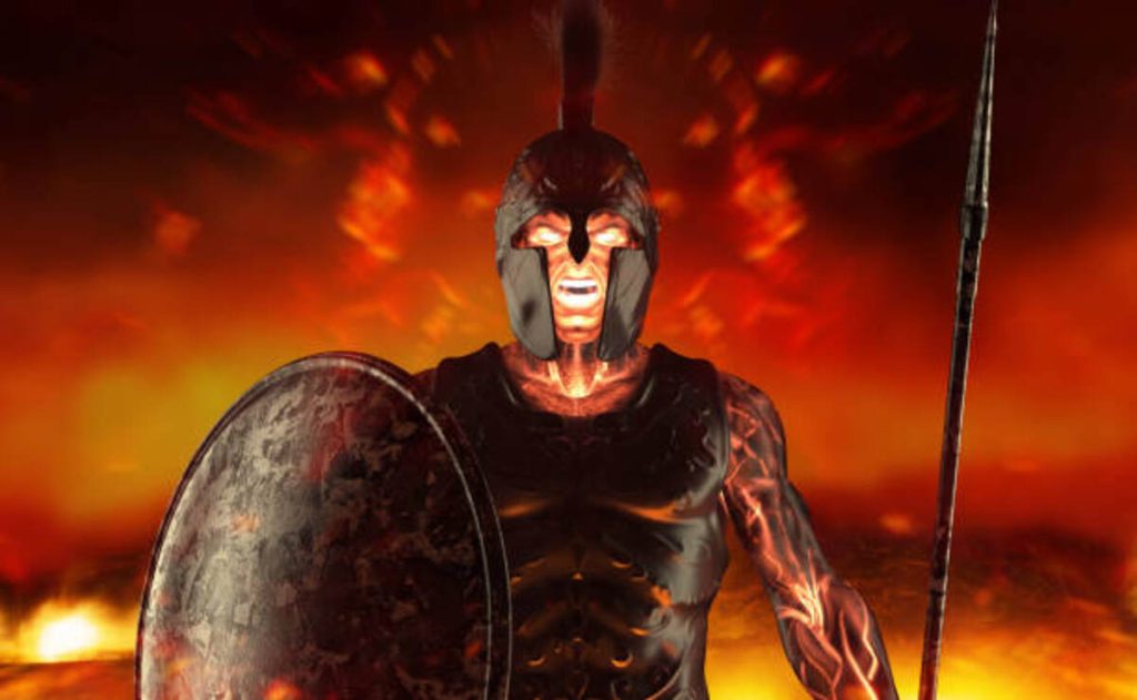 3d render illustration of spartan fire demigod